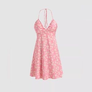 NWT Zara Pink Satin Effect Flower Print Babydoll Mini Dress  cocoquette romantic